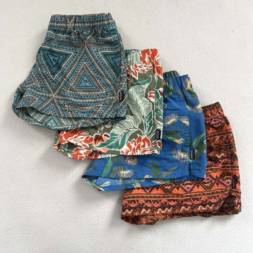 4 Patagonia Mangrove Tiki Parrot Tropical Aztec Barely Baggies 2.5" Short S Lot
